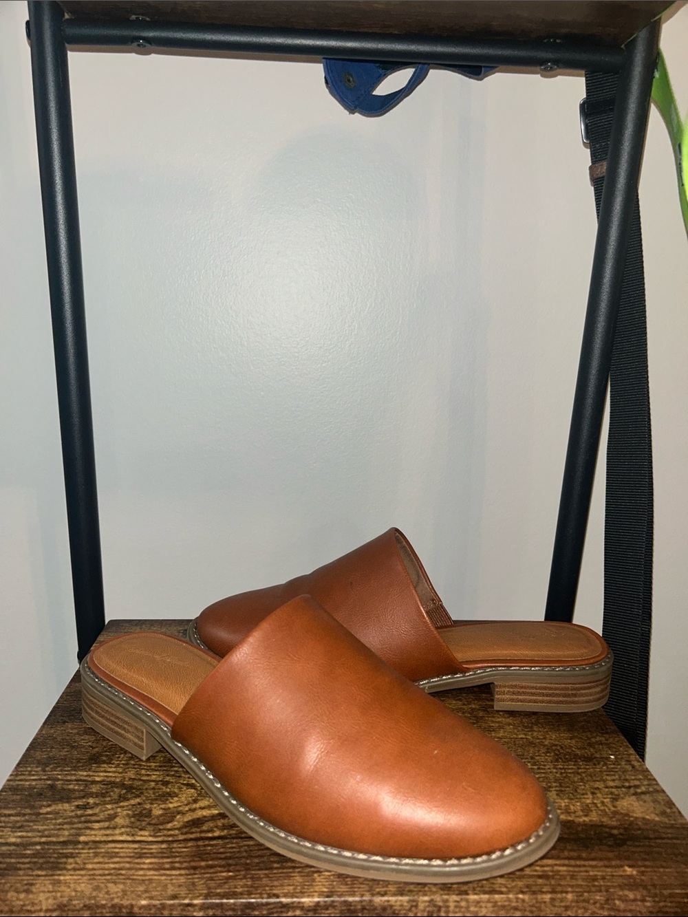 Universal Thread Cognac Brown Leather Slip-On Mules